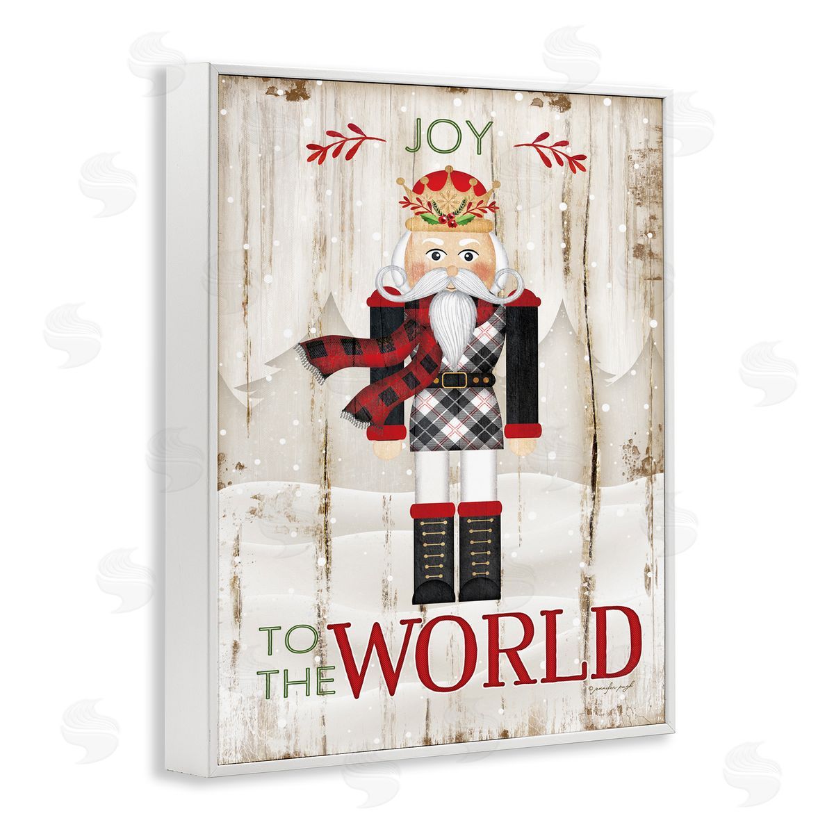Joy to the World Nutcracker White Frame Print Wall Art, Home Decor by Jennifer Pugh