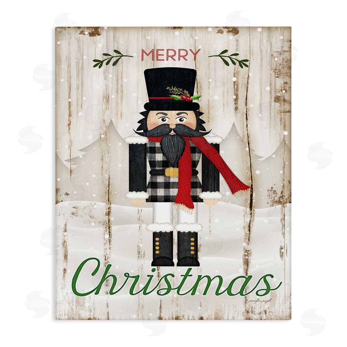 Merry Christmas Winter Nutcracker Canvas Wall Art, Home Decor by Jennifer Pugh