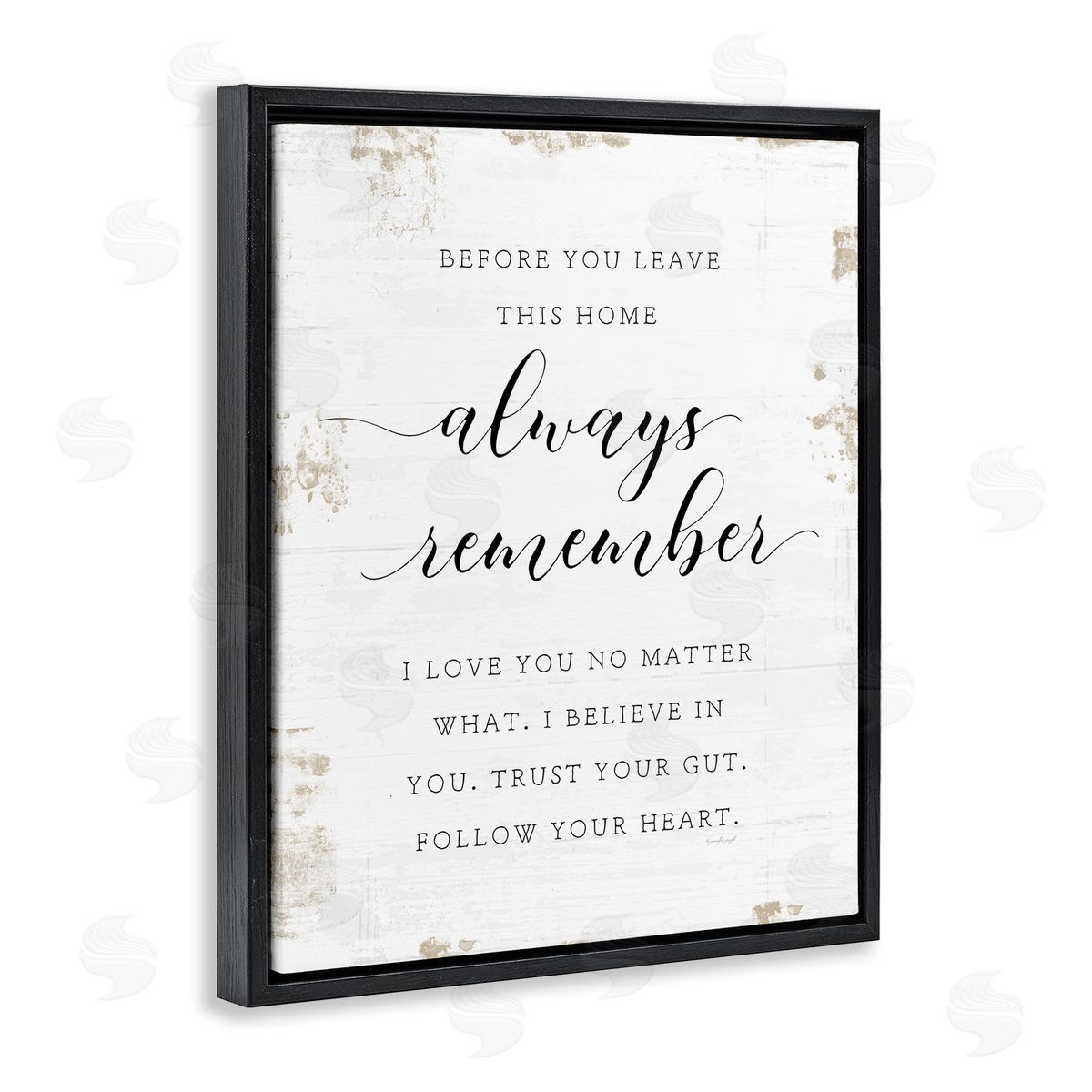 Always Remember Follow Heart Black Floating Frame Canvas Wall Art, Home Decor by Jennifer Pugh