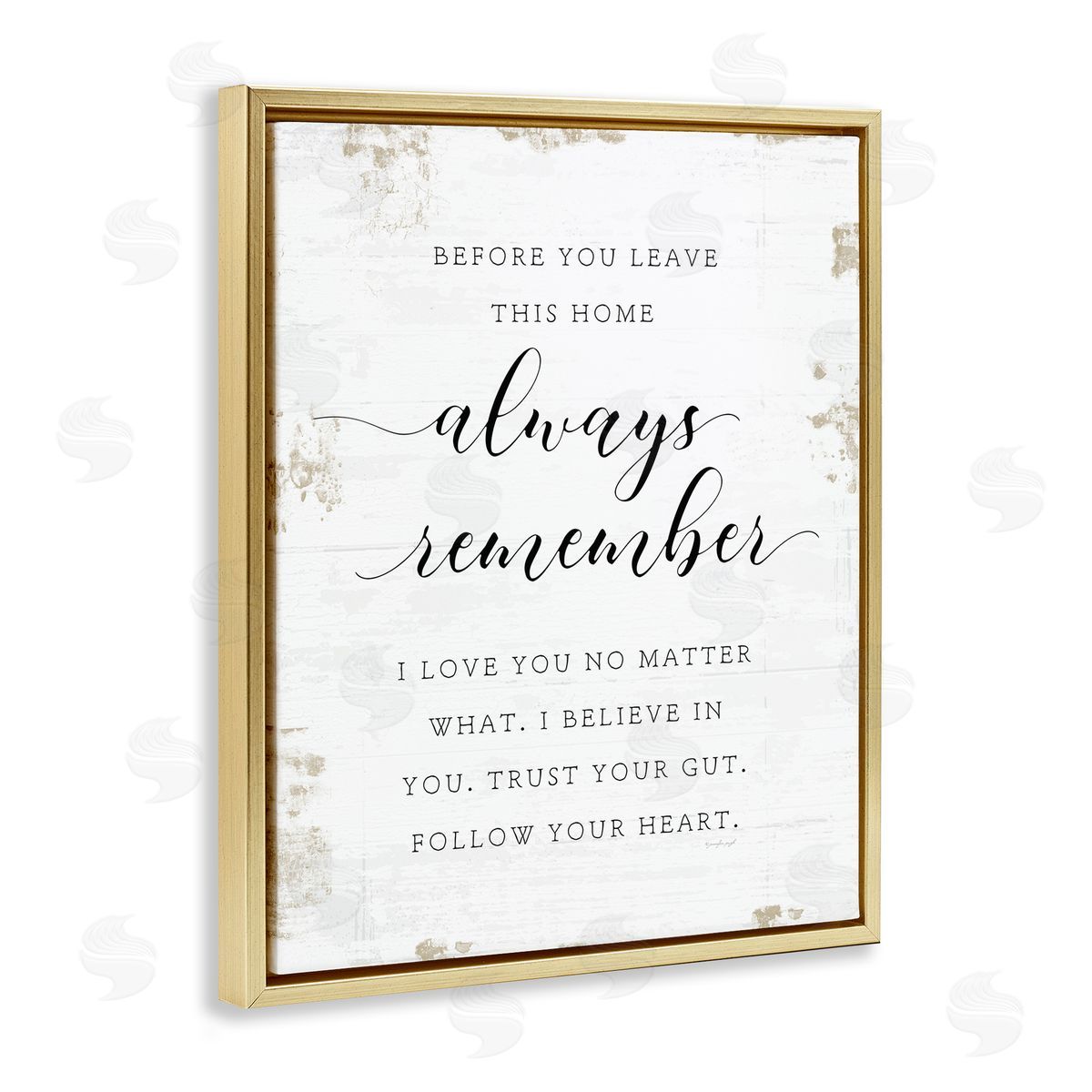 Always Remember Follow Heart Gold Floating Frame Canvas Wall Art, Home Decor by Jennifer Pugh