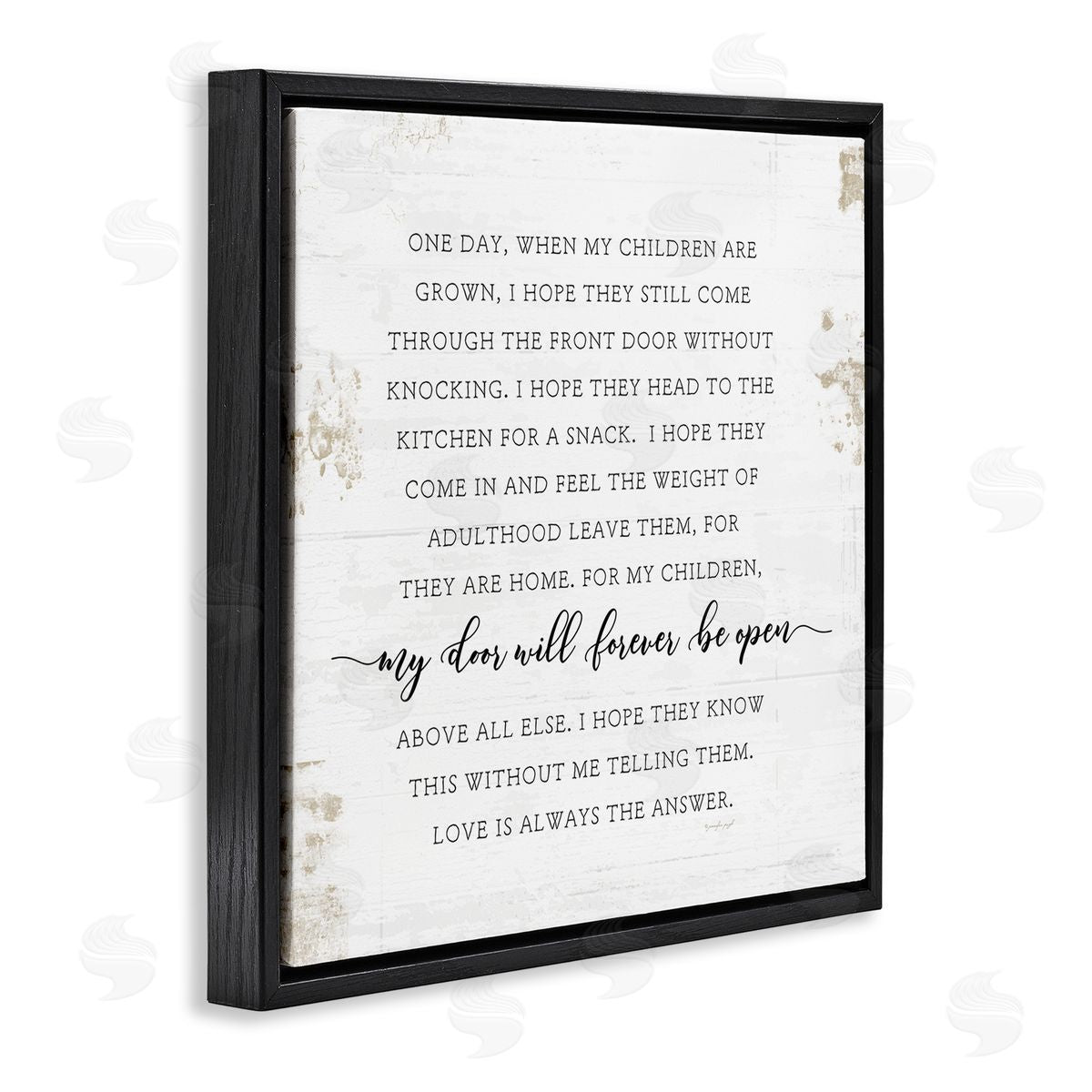 My Door Forever Open Parenting Black Floating Frame Canvas Wall Art, Home Decor by Jennifer Pugh