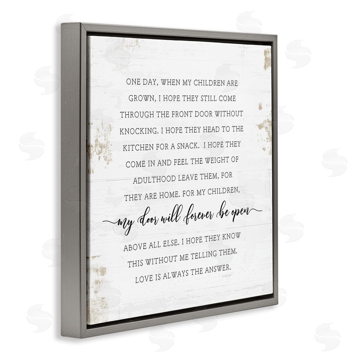 My Door Forever Open Parenting Grey Floating Frame Canvas Wall Art, Home Decor by Jennifer Pugh