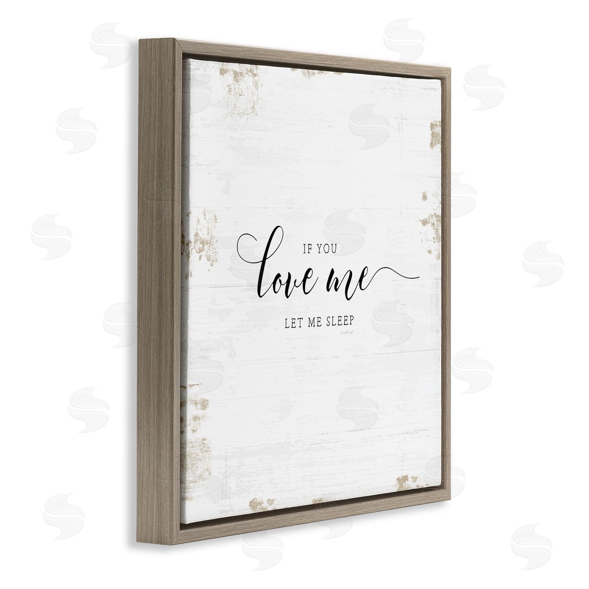 Love Me Let Me Sleep Brown Floating Frame Canvas Wall Art, Home Decor by Jennifer Pugh