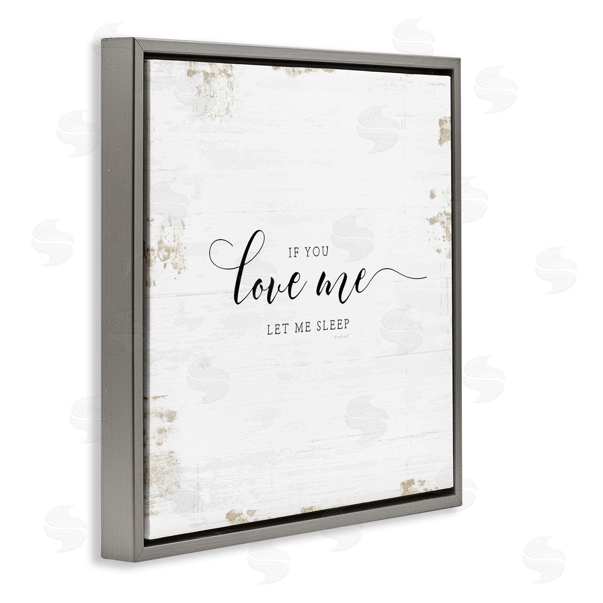 Love Me Let Me Sleep Grey Floating Frame Canvas Wall Art, Home Decor by Jennifer Pugh