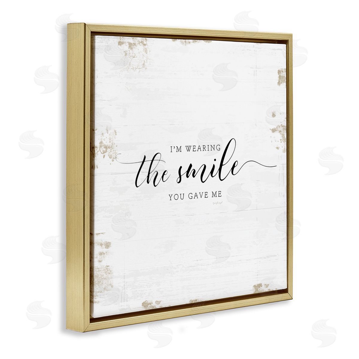 Wearing the Smile You Gave Me Gold Floating Frame Canvas Wall Art, Home Decor by Jennifer Pugh
