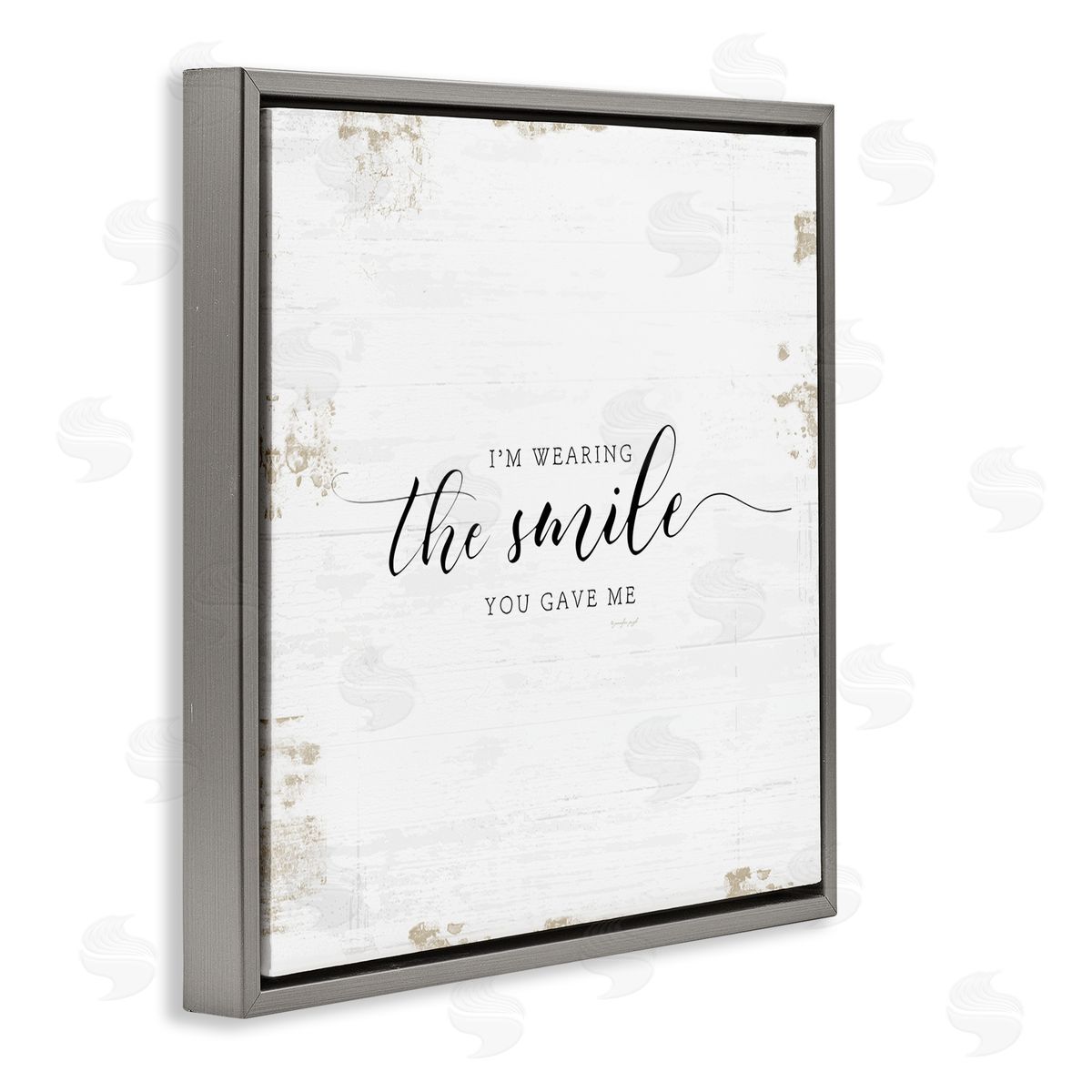 Wearing the Smile You Gave Me Grey Floating Frame Canvas Wall Art, Home Decor by Jennifer Pugh
