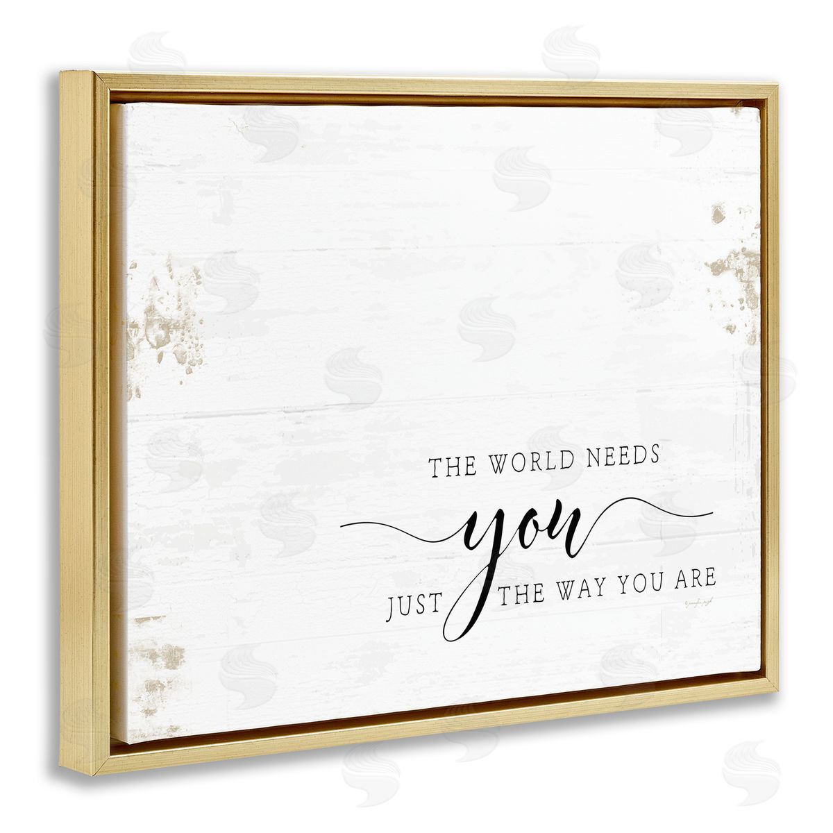 The World Needs You Gold Floating Frame Canvas Wall Art, Home Decor by Jennifer Pugh