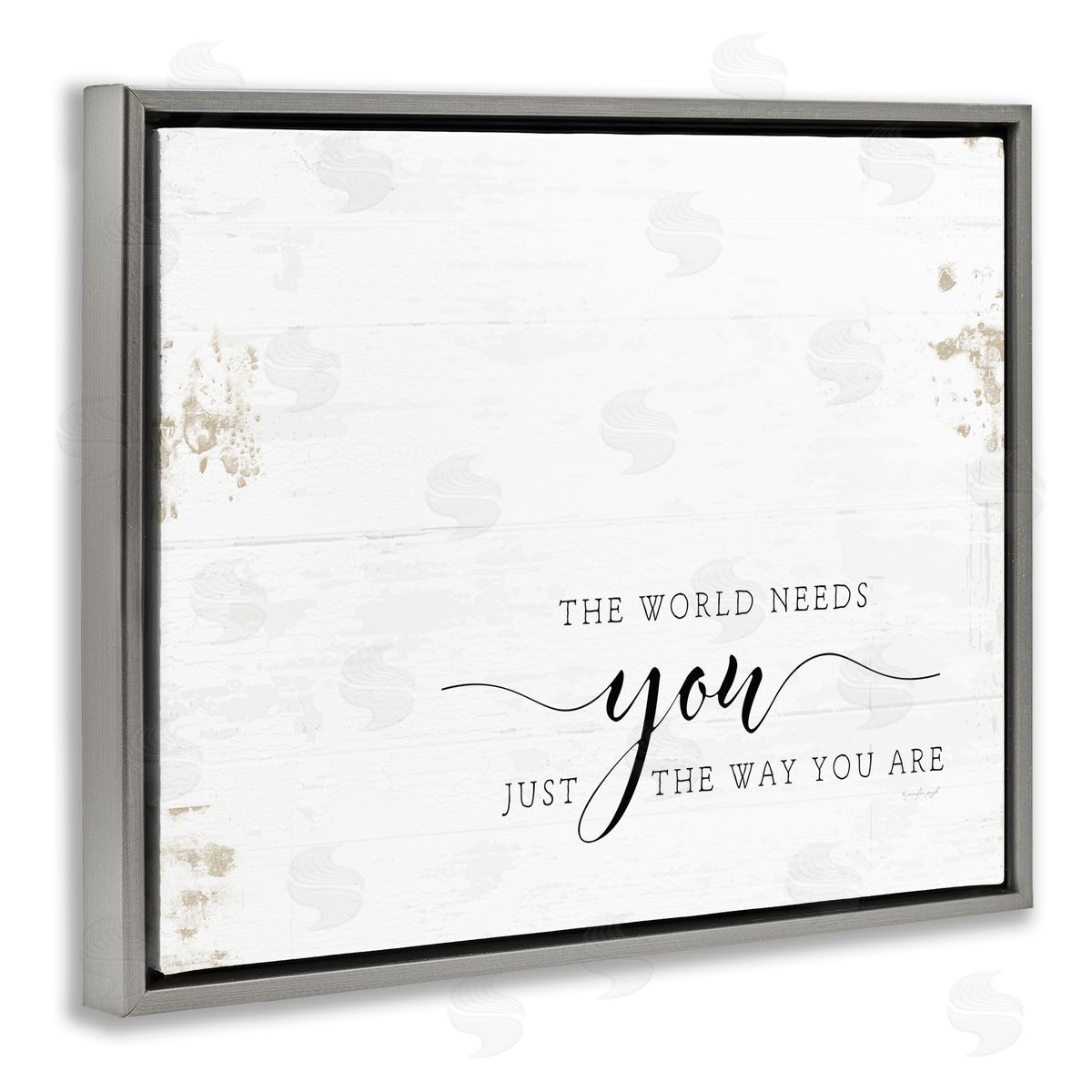 The World Needs You Grey Floating Frame Canvas Wall Art, Home Decor by Jennifer Pugh