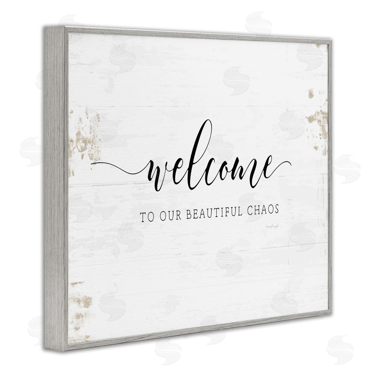 Welcome to Our Beautiful Chaos Grey Frame Print Wall Art, Home Decor by Jennifer Pugh