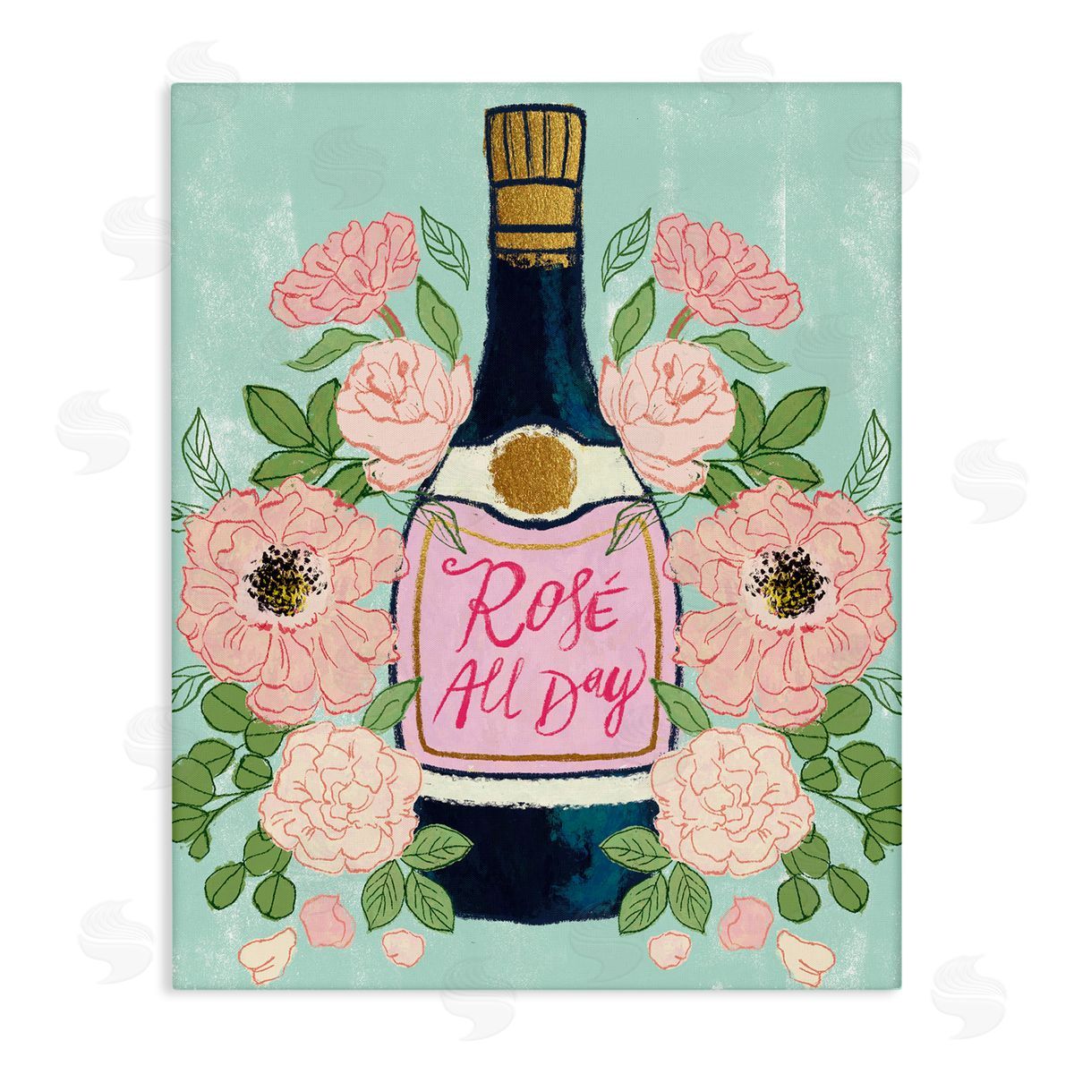 Rose All Day Pink Florals Canvas Wall Art, Home Decor by Joy Ting