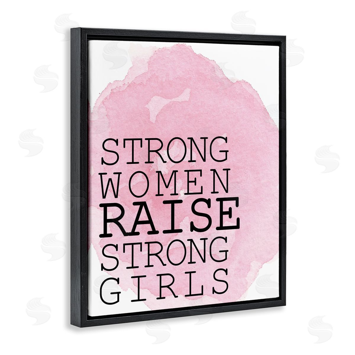 Strong Women Raise Strong Girls Black Floating Frame Canvas Wall Art, Home Decor by Kim Allen