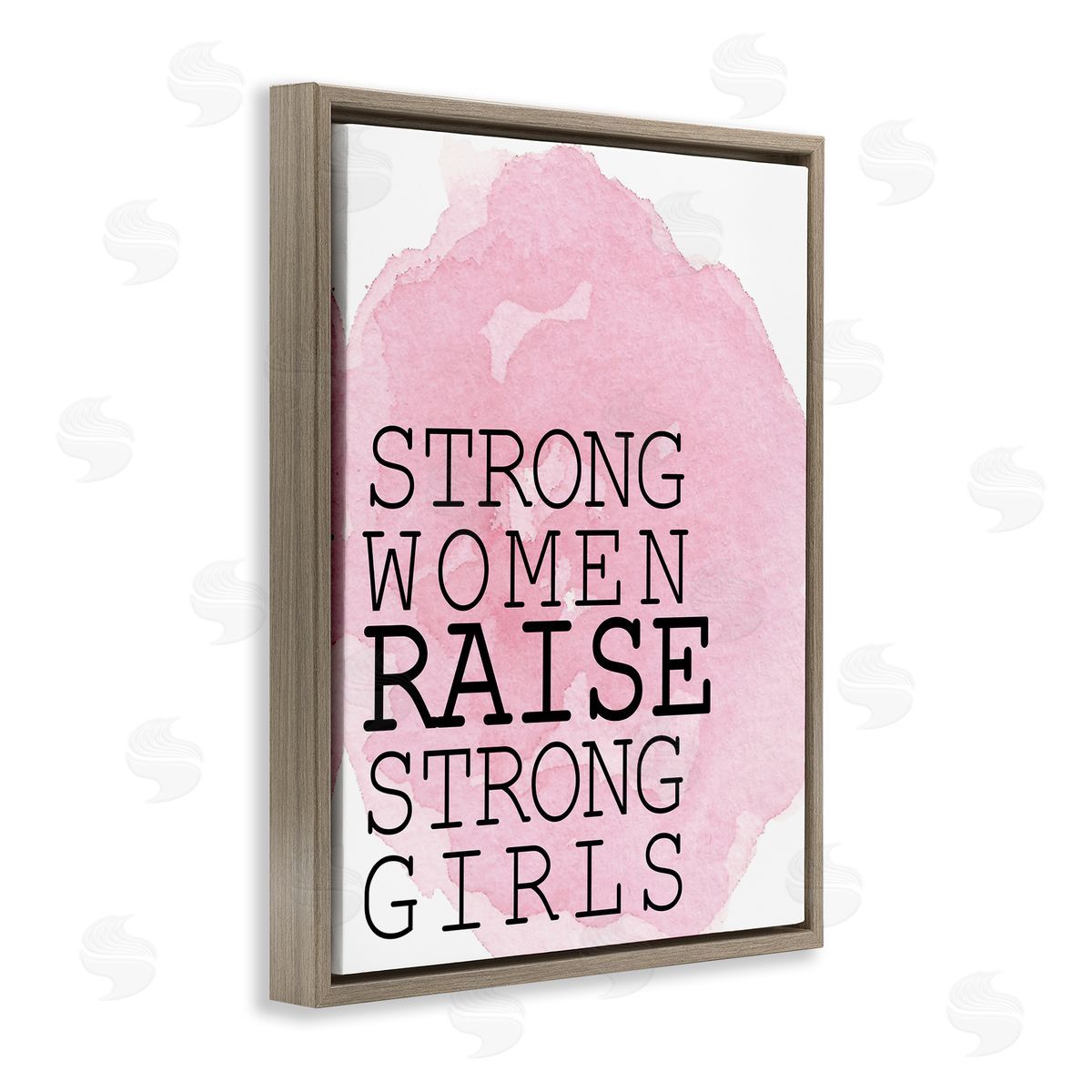 Strong Women Raise Strong Girls Brown Floating Frame Canvas Wall Art, Home Decor by Kim Allen