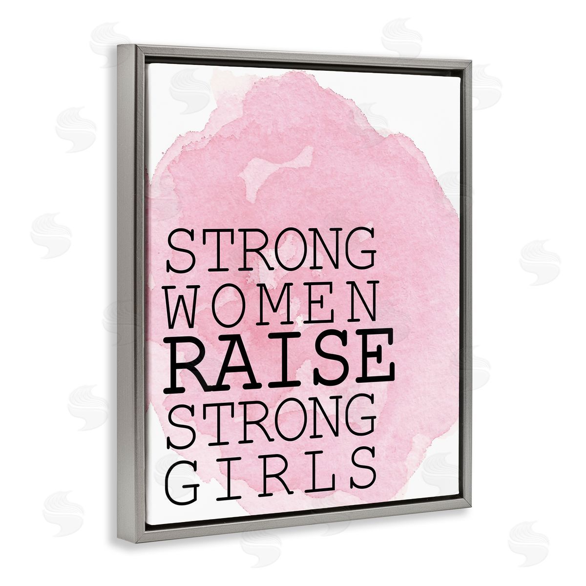 Strong Women Raise Strong Girls Grey Floating Frame Canvas Wall Art, Home Decor by Kim Allen