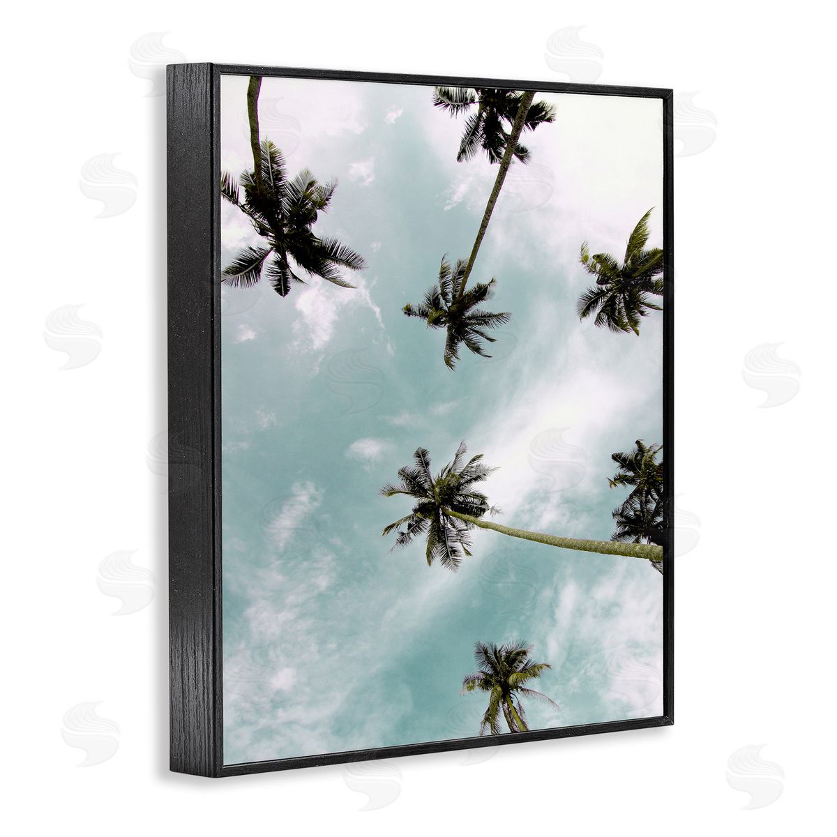 Sky Through Palm Trees Black Frame Print Wall Art, Home Decor by Kim Allen