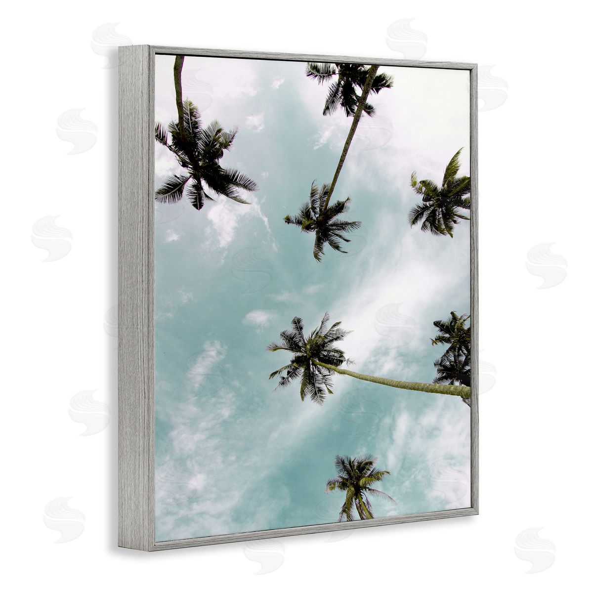 Sky Through Palm Trees Grey Frame Print Wall Art, Home Decor by Kim Allen