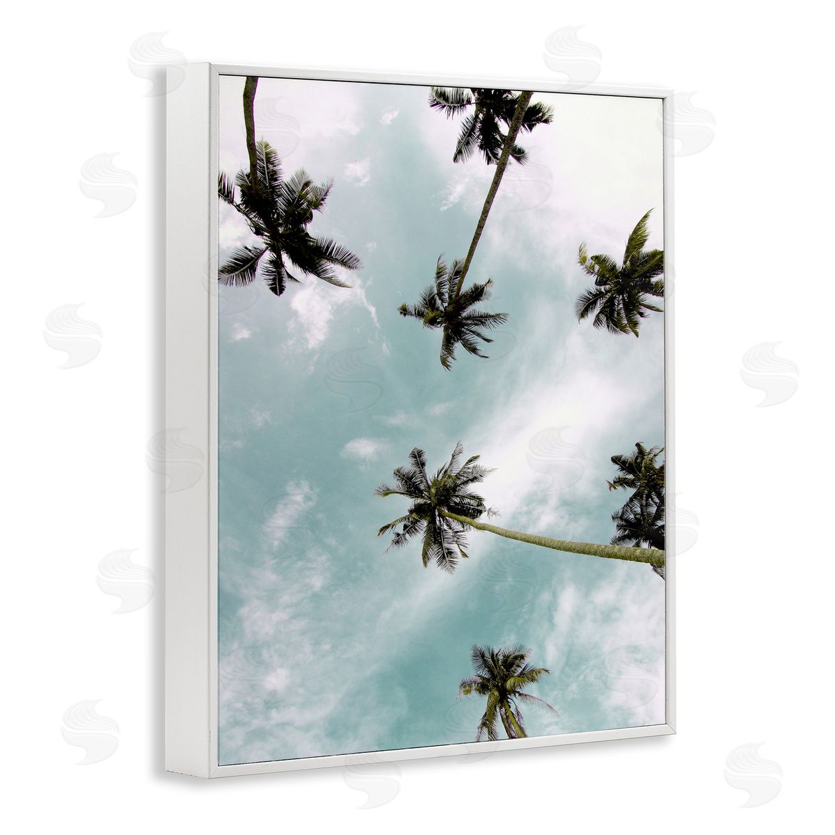 Sky Through Palm Trees White Frame Print Wall Art, Home Decor by Kim Allen