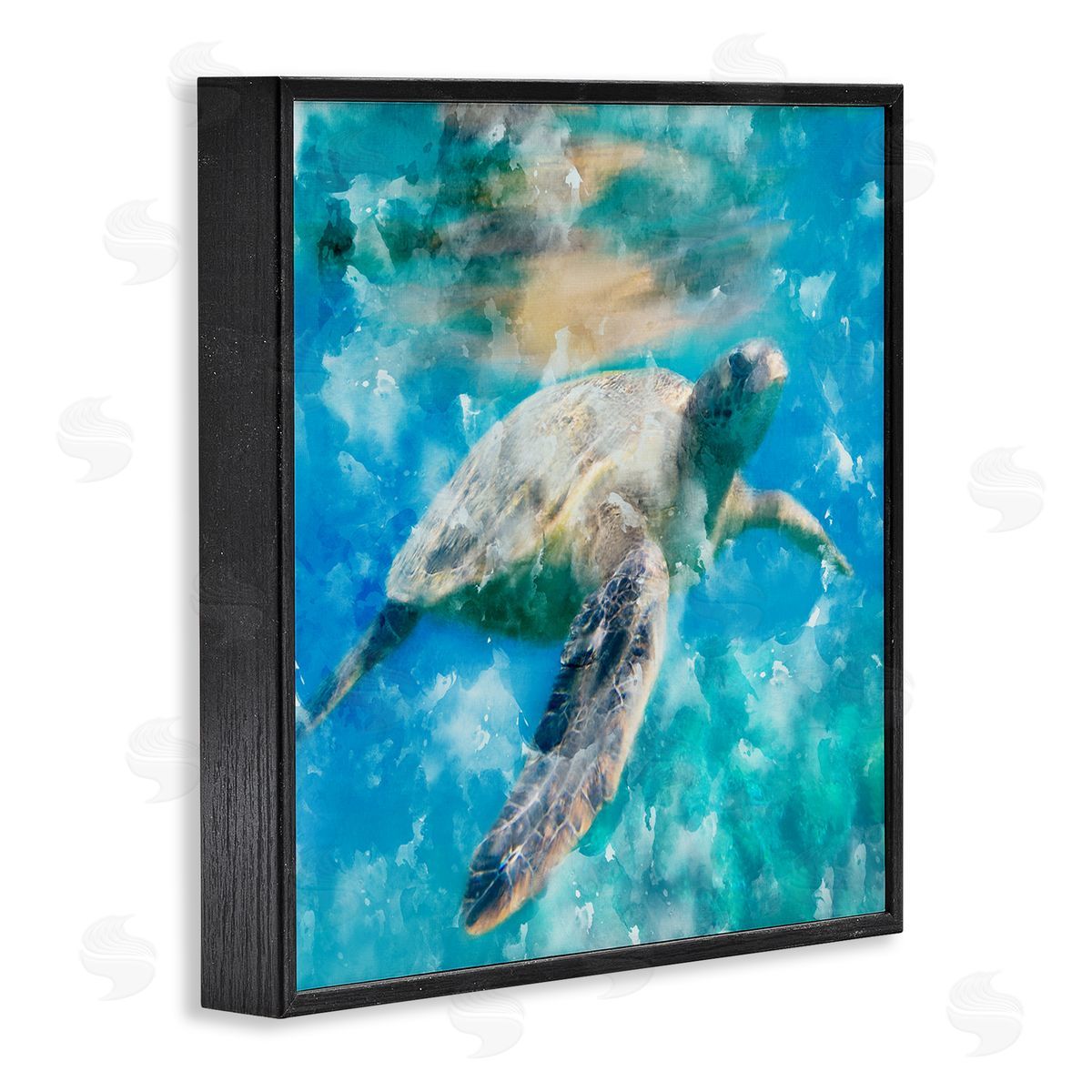 Underwater Sea Turtle Black Frame Print Wall Art, Home Decor by Kim Allen