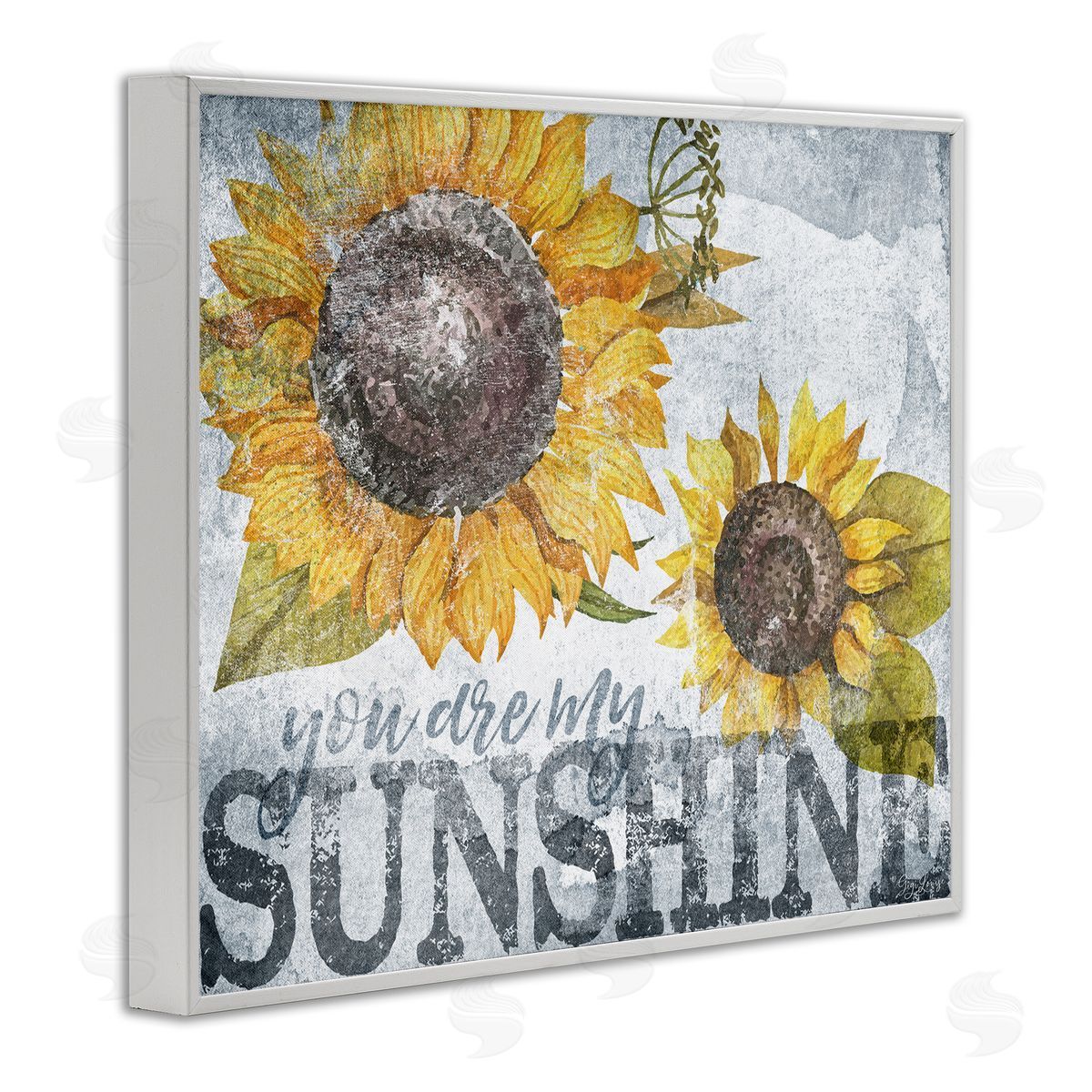 You Are My Sunshine Sunflowers White Frame Print Wall Art, Home Decor by Gigi Louise