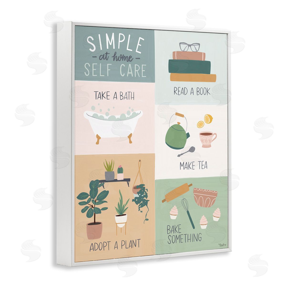 Self Care at Home Guide White Frame Print Wall Art, Home Decor by Gigi Louise