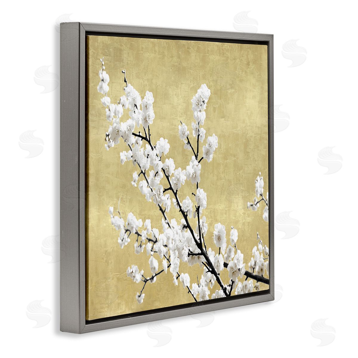 Cherry Blossom Branches Grey Floating Frame Canvas Wall Art, Home Decor by Kate Bennett