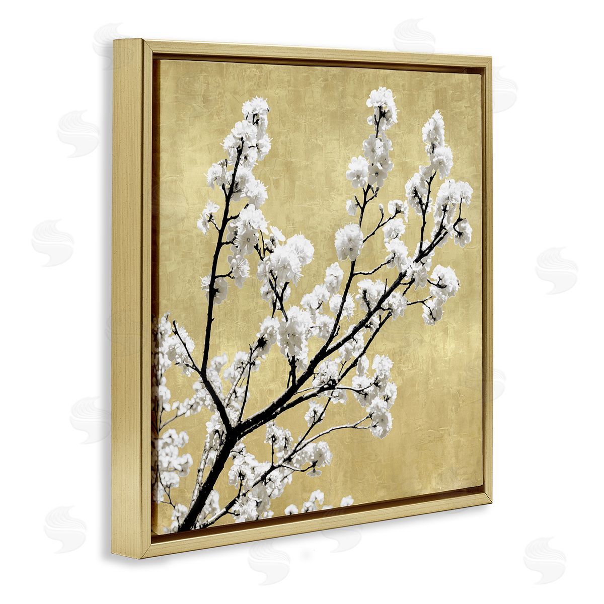 Top of Cherry Blossom Gold Floating Frame Canvas Wall Art, Home Decor by Kate Bennett