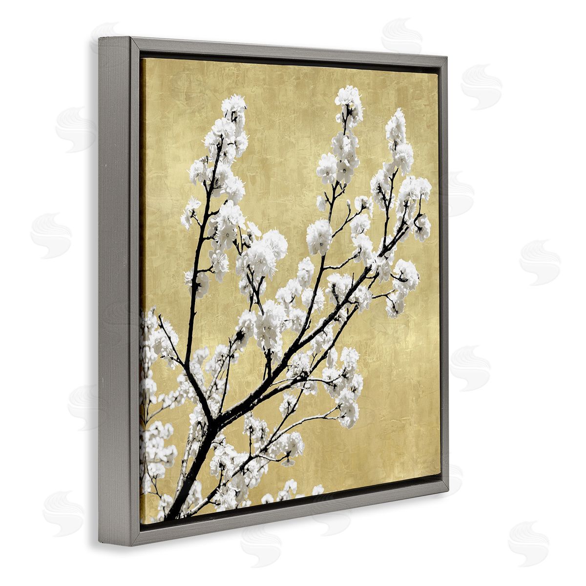 Top of Cherry Blossom Grey Floating Frame Canvas Wall Art, Home Decor by Kate Bennett