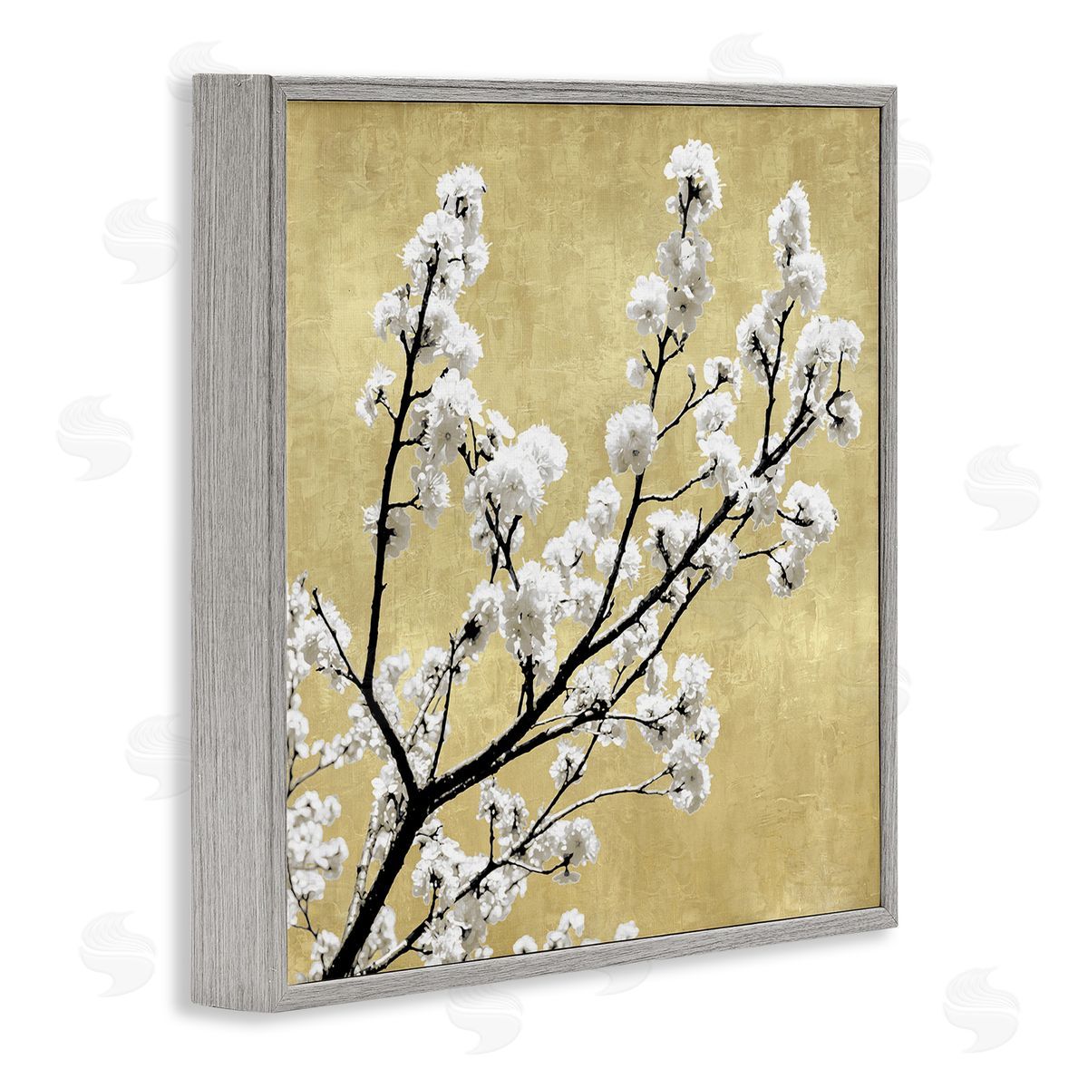 Top of Cherry Blossom Grey Frame Print Wall Art, Home Decor by Kate Bennett