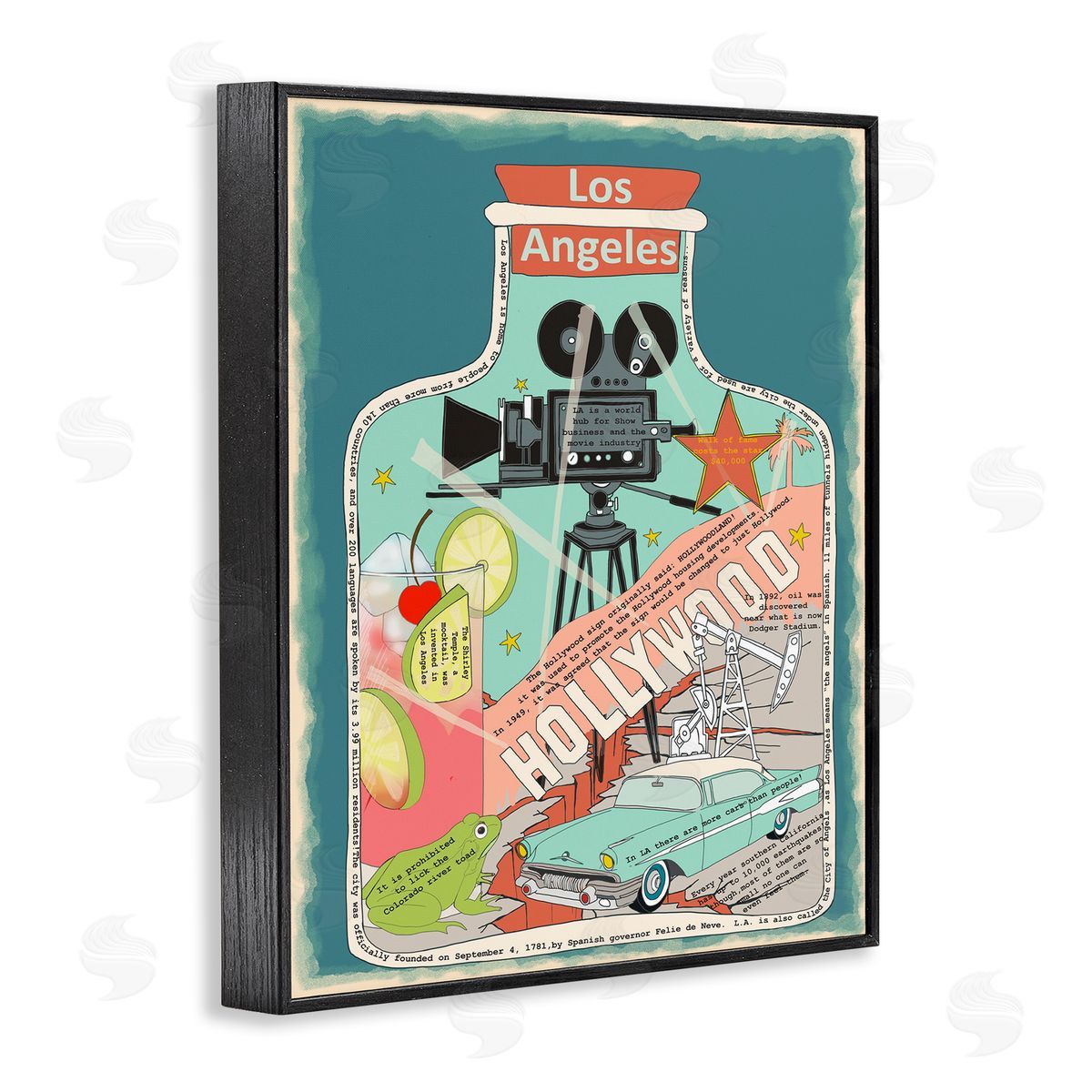Los Angeles California in Vintage Jar Black Frame Print Wall Art, Home Decor by Sangita Bachelet