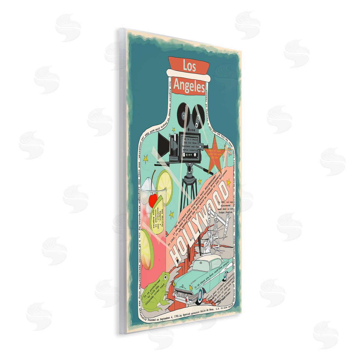 Los Angeles California in Vintage Jar Wood Plaque Wall Art, Home Decor by Sangita Bachelet