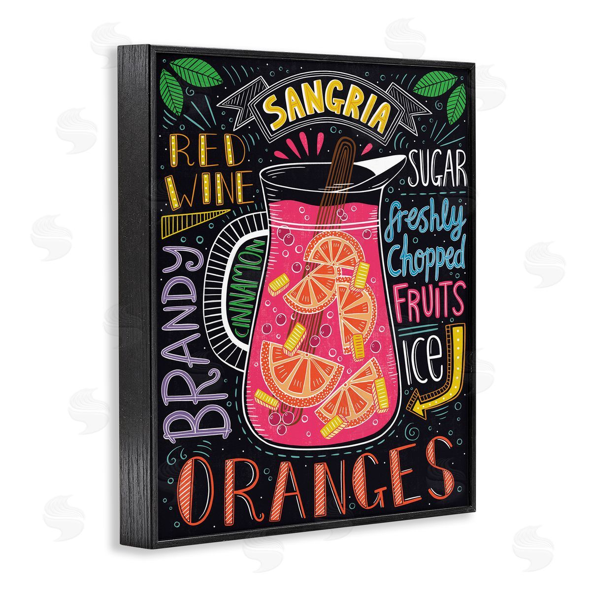 Summer Sangria Ingredient List Black Frame Print Wall Art, Home Decor by Lisa Barlow