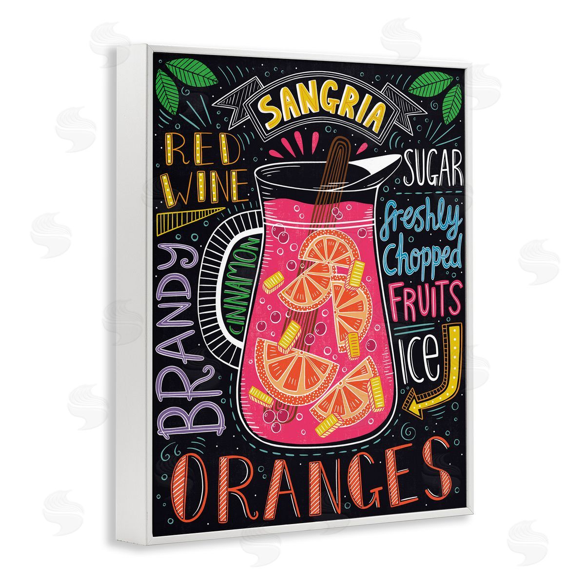 Summer Sangria Ingredient List White Frame Print Wall Art, Home Decor by Lisa Barlow