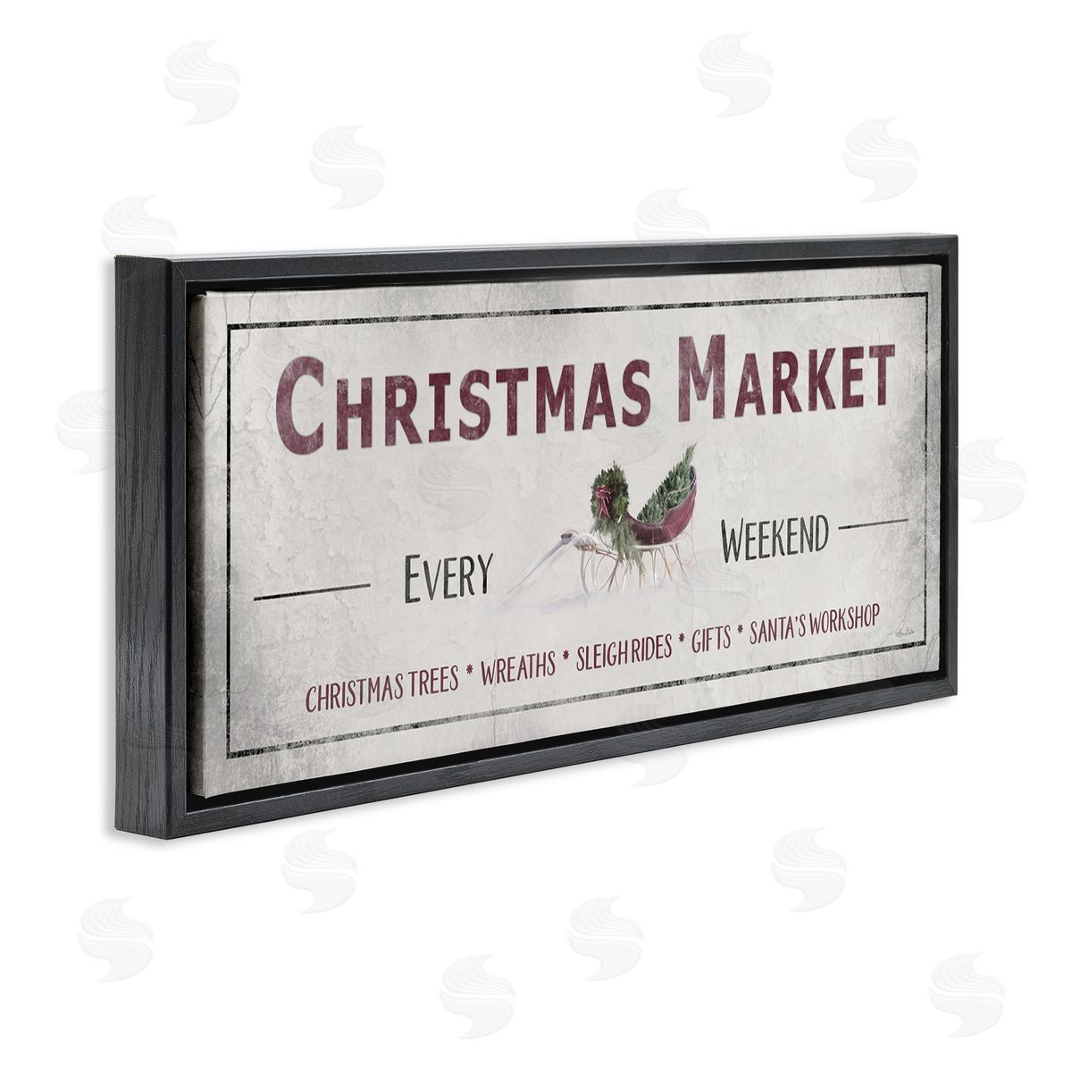 Christmas Market Every Weekend Black Floating Frame Canvas Wall Art, Home Decor by Lori Deiter