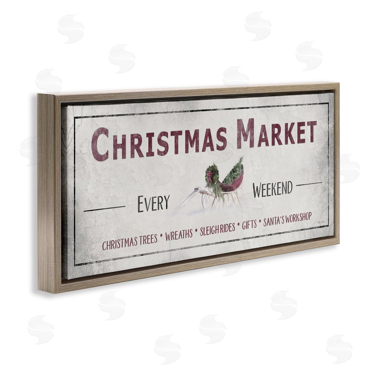 Christmas Market Every Weekend Brown Floating Frame Canvas Wall Art, Home Decor by Lori Deiter