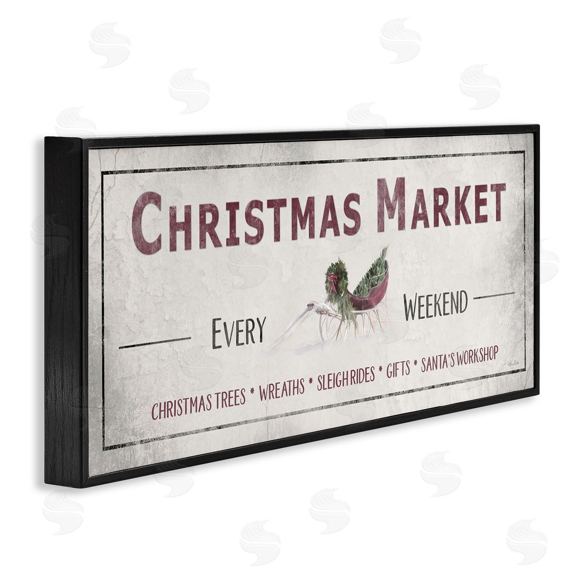 Christmas Market Every Weekend Black Frame Print Wall Art, Home Decor by Lori Deiter
