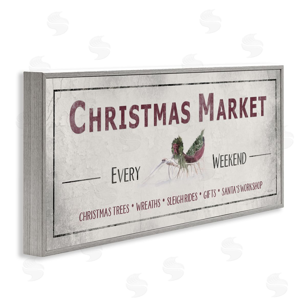 Christmas Market Every Weekend Grey Frame Print Wall Art, Home Decor by Lori Deiter
