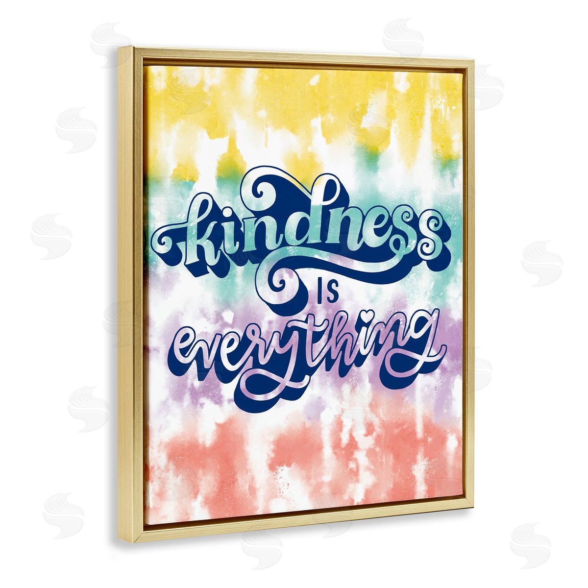 Kindness is Everything Tie Dye Gold Floating Frame Canvas Wall Art, Home Decor by Loni Harris
