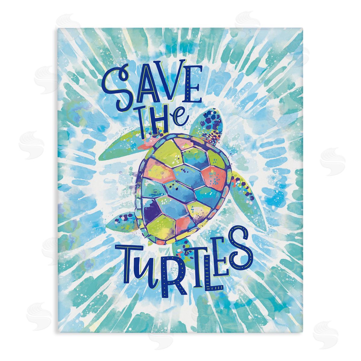 Save the Turtles Tie Dye Canvas Wall Art, Home Decor by Loni Harris