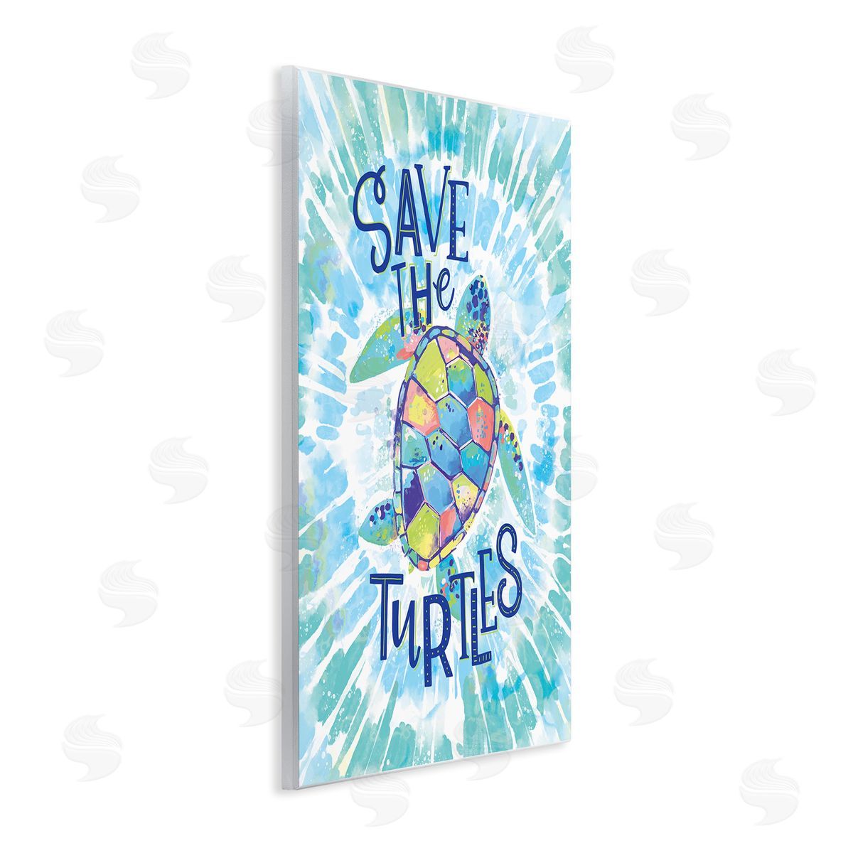 Save the Turtles Tie Dye Wood Plaque Wall Art, Home Decor by Loni Harris