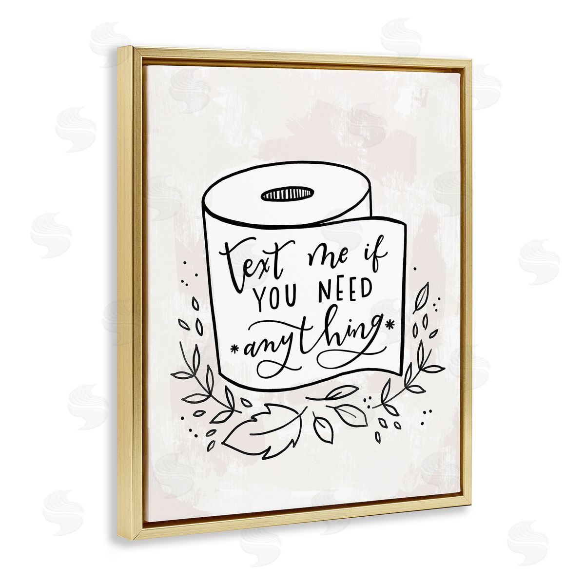 Text Me if You Need Toilet Paper Gold Floating Frame Canvas Wall Art, Home Decor by Loni Harris