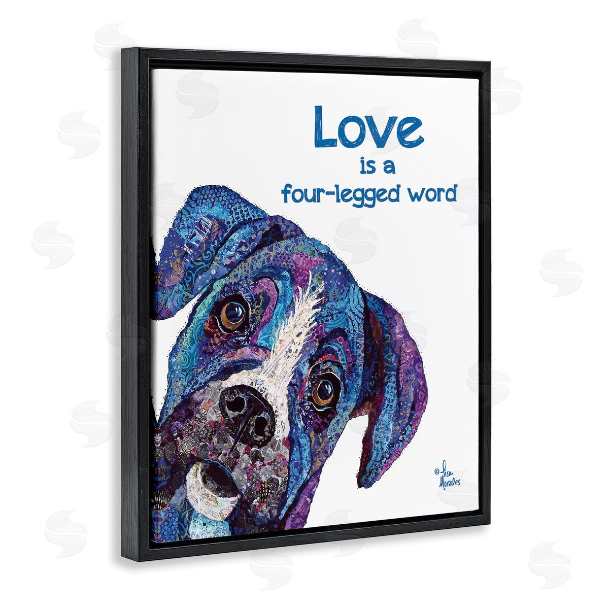Love is a Four-Legged Word Black Floating Frame Canvas Wall Art, Home Decor by Lisa Morales