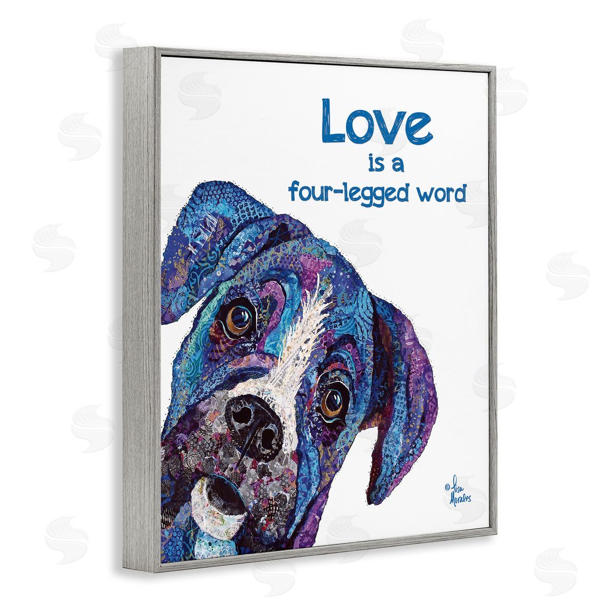 Love is a Four-Legged Word Grey Frame Print Wall Art, Home Decor by Lisa Morales