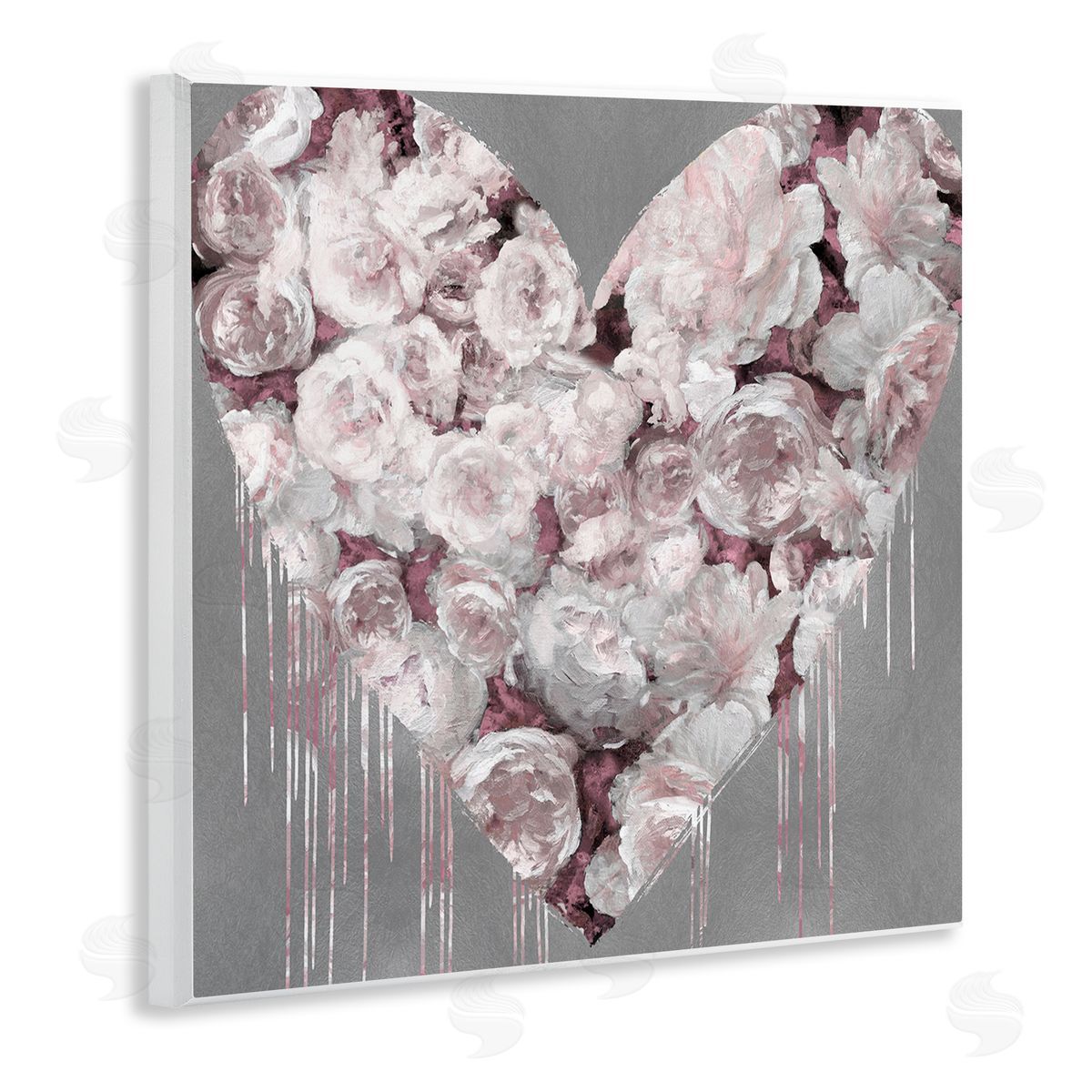 Pink Rose Heart over Grey Wood Plaque Wall Art, Home Decor by Lindsay Rodgers