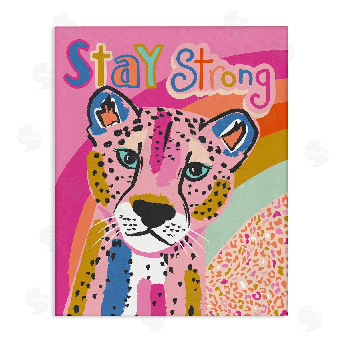 Stay Strong Patterned Cheetah Canvas Wall Art, Home Decor by Lisa Whitebutton