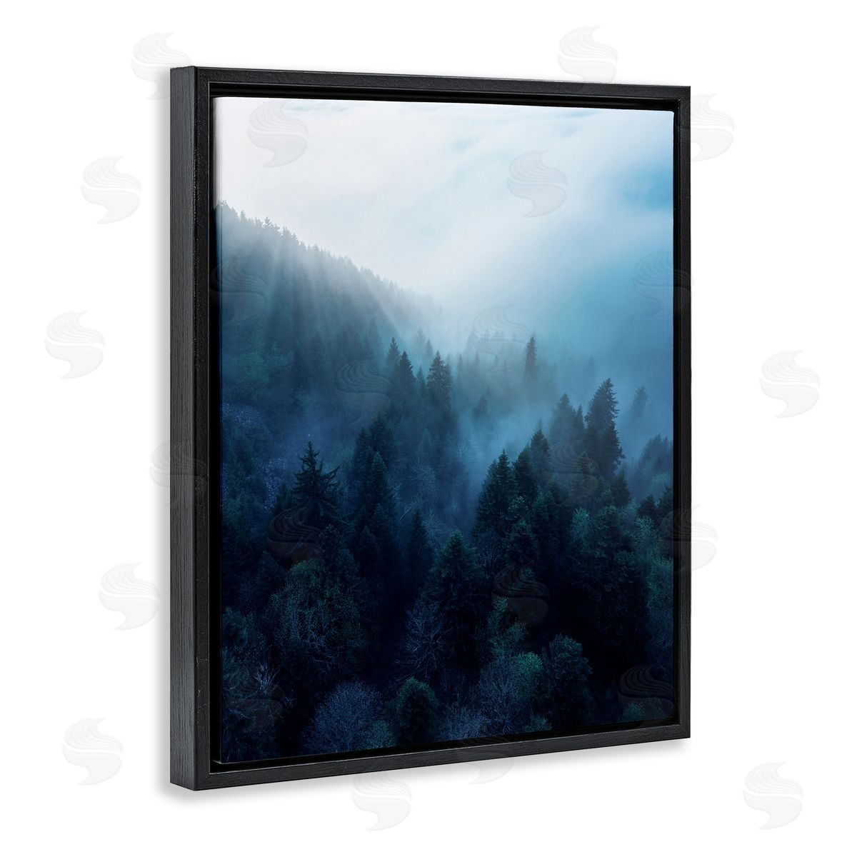 Daylight over Pine Forest Black Floating Frame Canvas Wall Art, Home Decor by Unsplash