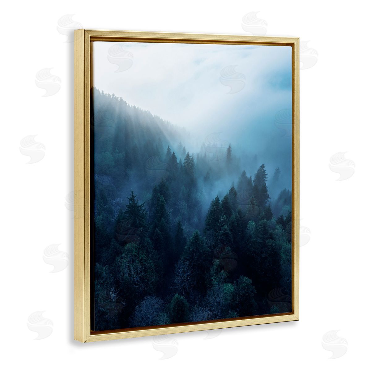 Daylight over Pine Forest Gold Floating Frame Canvas Wall Art, Home Decor by Unsplash