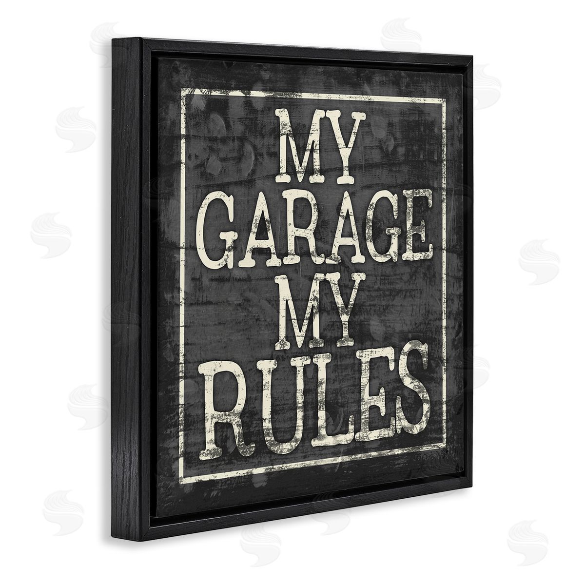 My Garage My Rules Black Floating Frame Canvas Wall Art, Home Decor by Misty Michelle