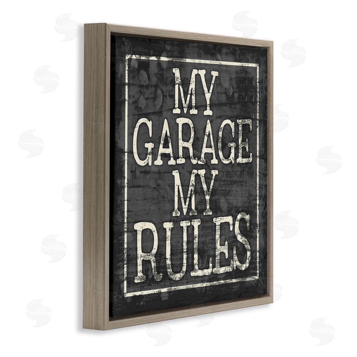 My Garage My Rules Brown Floating Frame Canvas Wall Art, Home Decor by Misty Michelle
