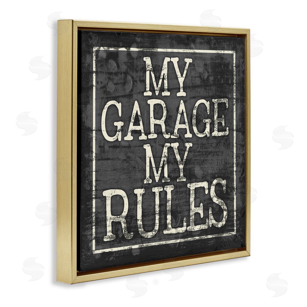 My Garage My Rules Gold Floating Frame Canvas Wall Art, Home Decor by Misty Michelle