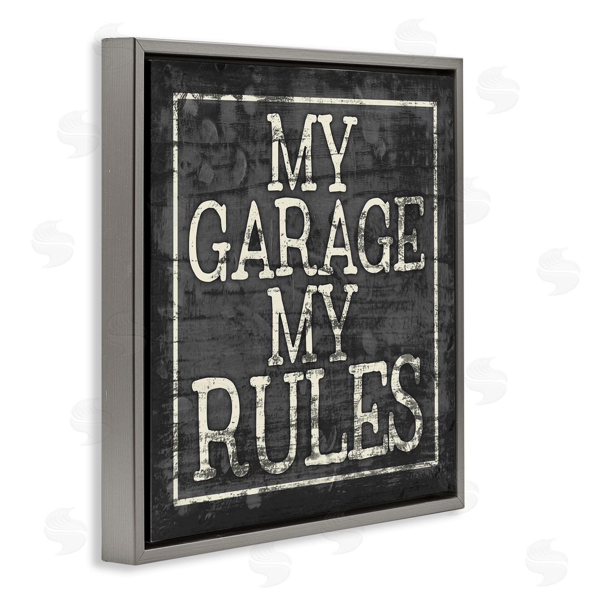 My Garage My Rules Grey Floating Frame Canvas Wall Art, Home Decor by Misty Michelle