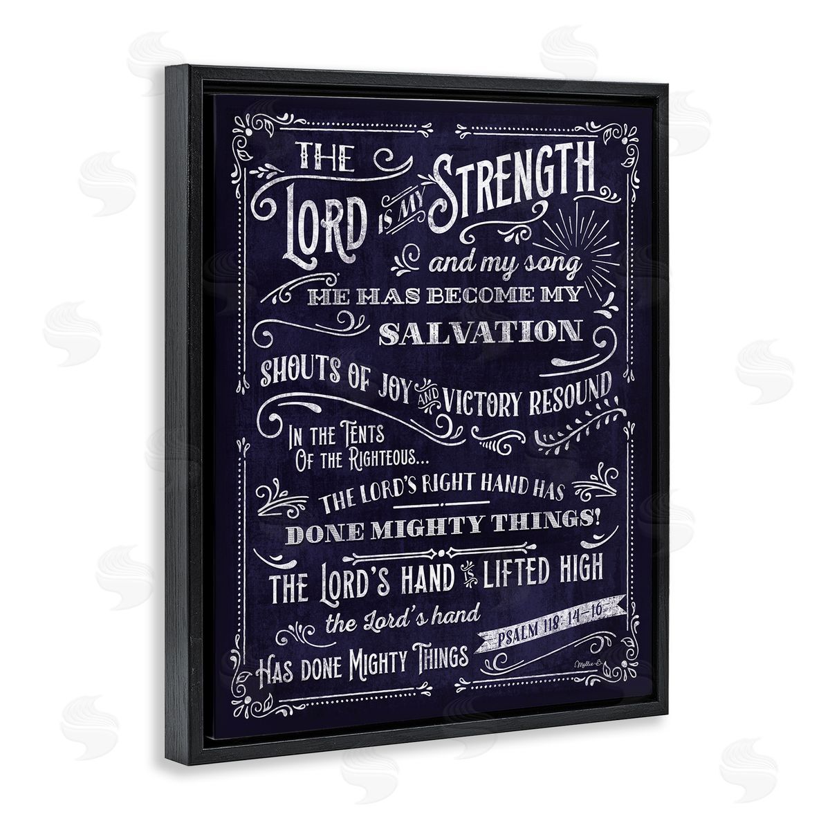 Lord is My Strength Black Floating Frame Canvas Wall Art, Home Decor by Mollie B.